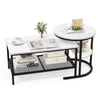 Set of 2 Coffee Nesting Table Set Detachable 2-Tier Sofa Side Table Faux Marble