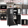 Bathroom Floor Cabinet Freestanding Storage Cupboard W/ 2 Tempered Glass Doors