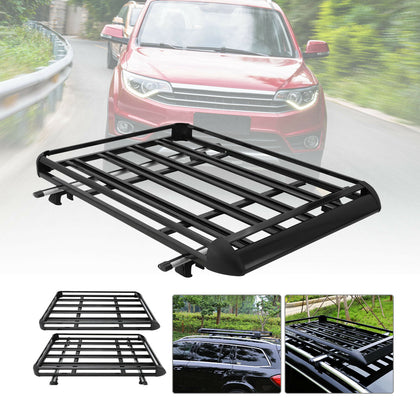 Large Black Aluminium Roof Rack Basket Tray Luggage Cargo Carrier with Bars XL-B