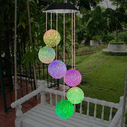 Solar LED Garden Wind Chimes Outdoor Color Changing Xmas Lights Tree Hanging