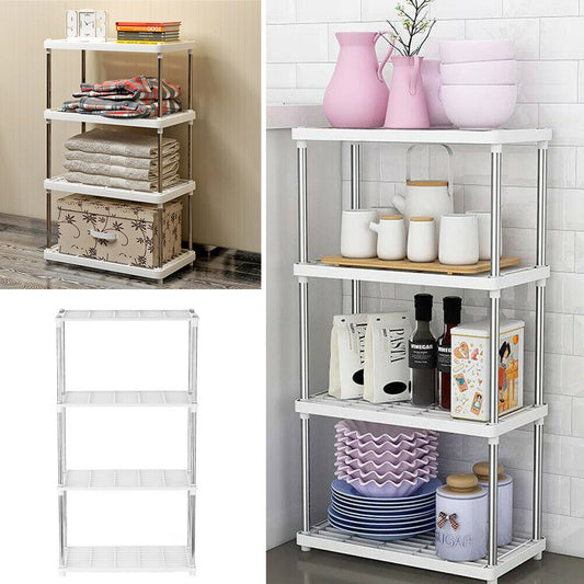 4 Tier Shelves Kitchen Storage Organiser Shelf Rack Shelving Unit Display Stand
