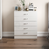 Riano 5 Drawer Chest White Wood Dresser Bedroom Storage Furniture Unit