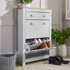Grey Oak 2 Door Shoe Cabinet 1 Drawer Hallway Storage Cupboard Metal Handles