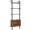 Bookcase Ladder Shelf 3-Tiers Wall Shelf with 2 Drawers Vintage 185x60x30cm