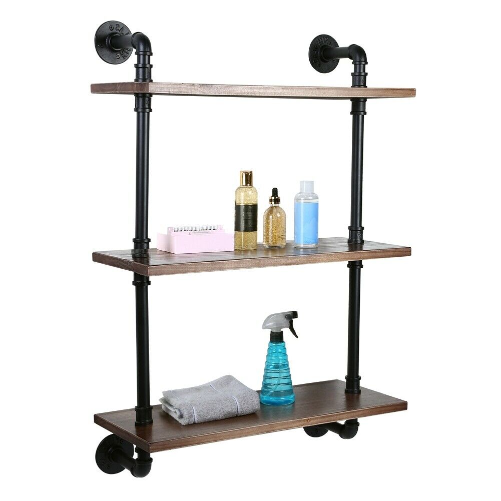 3 Tier Industrial Bookshelf Wall Shelf Display Storage Plant Shelving Holder NEW