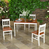 Brown&White Solid Wood Dining Table and 4 Chairs Set Home Kitchen Furniture Set