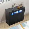 LED High Gloss Cupboard Wood Cabinet Storage Side End Living Room Furniture