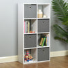 White 8 Cube Shelving Unit Furniture Shelf 4 Grey Fabric Storage Boxes