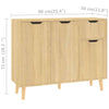 Oak Mid-Century Modern Sideboard Cupboard Doors Shelf Storage Side Cabinet Hall