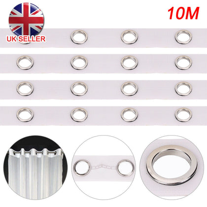 Hot 10M Eyelet Curtain Tape 80 Rings Accessories Sewing Silver Curtains Blinds