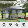 Grey Waterproof Gazebo 4x3m Mosquito Net Garden Patio Marquee Party Tent Camping