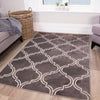 Grey Trellis Garden Rug Moroccan Indoor Outdoor Easy Clean Flatweave Patio Mat