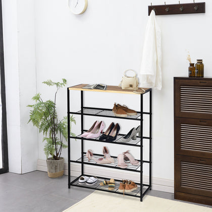 5 Tier Shoe Rack Bench Storage Shelving Display Stand Hallway Organiser Holder