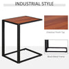 Industrial C-Shape Side Table w/ Steel Frame Wide Base Foot Pads Walnut