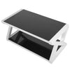 Rectangle Black Tempered Glass Coffee Table Modern Living Room with Lower Shelf#