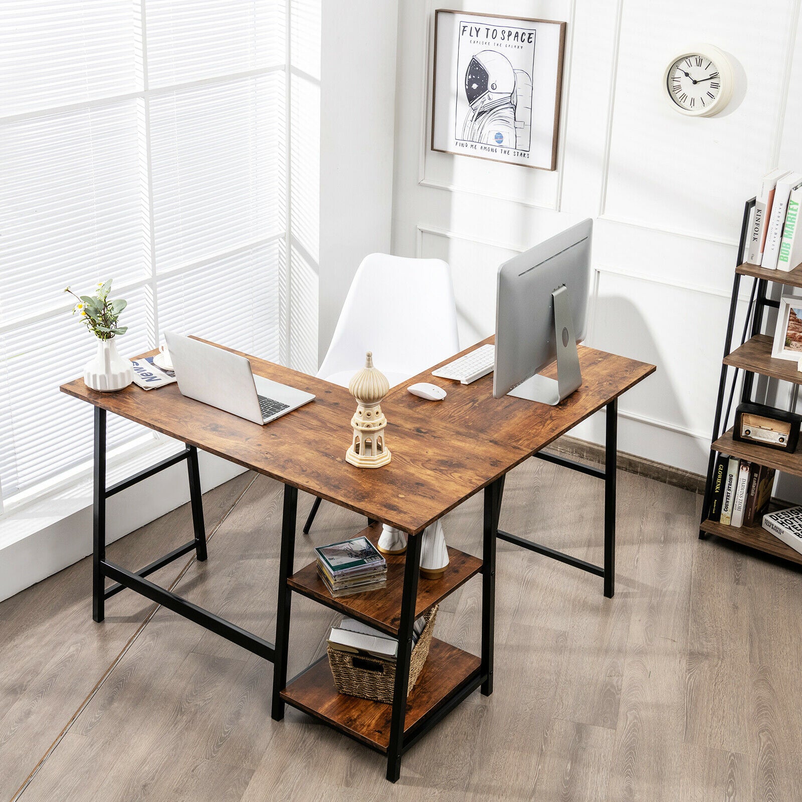 L shaped clearance country desk