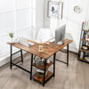 L-Shaped Corner Computer Desk Industrial PC Table Workstation W/ 2 Tier Storage