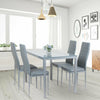 Classic Glass Dining Table and 4 Chairs PU Leather Set Kitchen Home Furniture