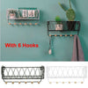 Wall Mounted Shelf Hooks Basket Wire Rack Storage Unit With Key Hanging Hangers