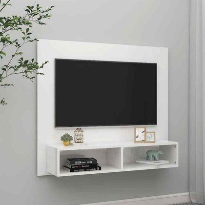 Wall TV Cabinet High Gloss White 102x23.5x90 cm Chipboard Living Room Hot Sale
