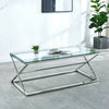 Rectangular Glass Coffee Table Sofa Side Living Room Furniture Chrome Sliver NEW