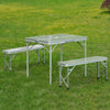 Outsunny Folding Picnic Table Bench Potable Aluminum Outdoor Garden BBQ Camping