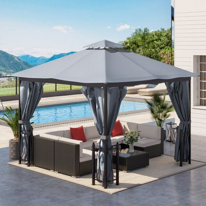 Grey Outdoor Marquee 4x3.3m Metal Gazebo Sides Party Tent Patio Garden Pergola