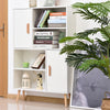 Free Standing Bookcase Shelves Unit Storage Cabinet w/ Two Doors White