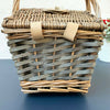 Antique Wash Two Tone Wicker Swing Handle Storage Shopping Picnic Hamper Basket