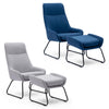 JACOBSEN OCCASIONAL FABRIC LOUNGE MODERN METAL LEGS ACCENT CHAIR WITH STOOL