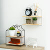 2 Layer Wall Shelf Hanging Storage Rack House Shape Home Floating Wooden