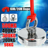 90kg-500kg Double Sided Large Powerful Neodymium Magnet Fishing & 10m Rope Set