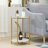 Marble Gold Round Coffee Table Accent Table Sofa Side Table Living Room Storage