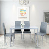 Dining Table + 4 Chairs Seat Set Glass Meeting Table Restaurant Furniture Gray