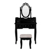 Black Dressing Table Vanity Makeup Desk with 5 Drawers, Mirror Set and Stool UK