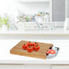 Bamboo Wooden Chopping Board with Stainless Steel Tray Cutting Dicing UK Kitchen