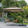Garden Parasol Banana Cantilever Umbrella Crank Sun Shade Patio Outdoor W/ Base