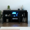 Modern Black Sideboard High Gloss 3 Door Buffet Storage Cupboard Cabinet w/LED