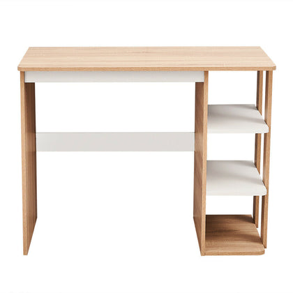 Oak Desk Compact Computer Workstation Table Home Office with Book Shelves