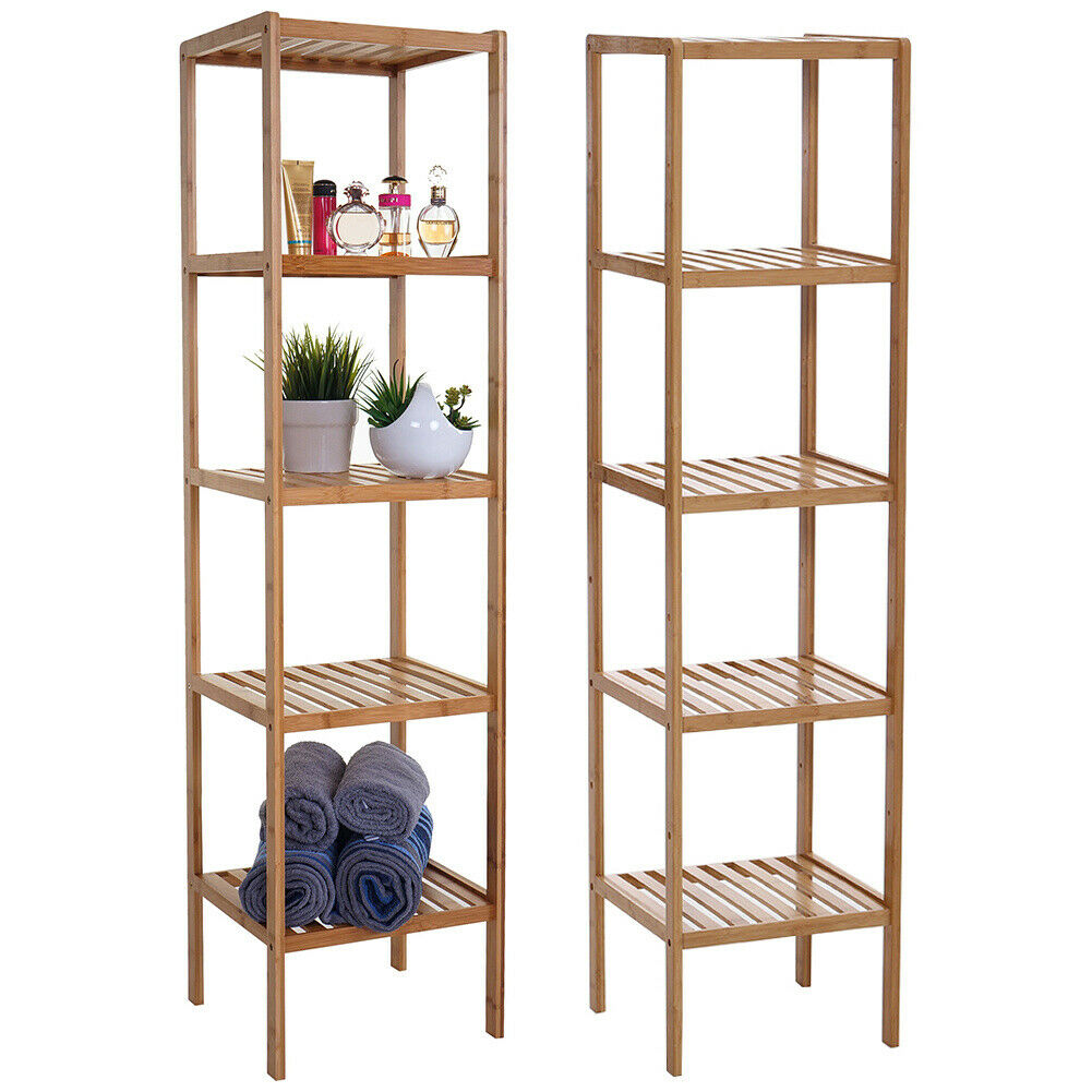3 4 5 Tier Bamboo Wooden Rack Organiser Bath Kitchen Storage Shelves Stand Shelf