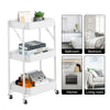 3 Tier Slim Kitchen Storage Trolley Cart Rack Tray Shelf Rolling Wheel W/ Handle