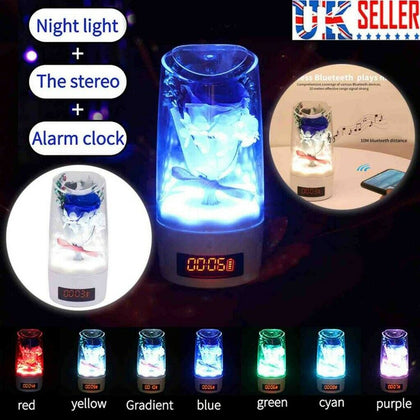 Preserved Flower Eternal Rose Bluetooth Speaker Flower Night Light Home Decor UK