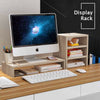 Monitor Stand TV PC Laptop Computer Screen Riser Bookcase Set Wood Wood