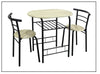 3 Piece Modern Dining Table and 2 Chairs Set Light Oak Black Metal Frame Kitchen