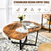Round Coffee Table Faux Marble/Rustic Wooden Cocktail Table Snack Tea Table