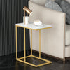 Sofa Side Table Gold With Heavy Mable Top Coffee Tea End Table for Living Room