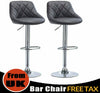 2X Bar Stools Leather Swivel Gas Lift Chair Kitchen Breakfast Pub Black & Grey