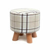 Shabby Chic Small Ottoman Round Pouffe Wooden Footstool Stool/Wooden Leg Padded