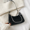 Retro Alligator PU Leather Underarm Totes Women Chain Shoulder Bag (Black)