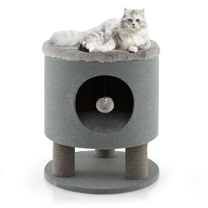 3-IN-1 Modern Cat Condo Furniture Stool Pet House Kitty Bed with Scratching Post